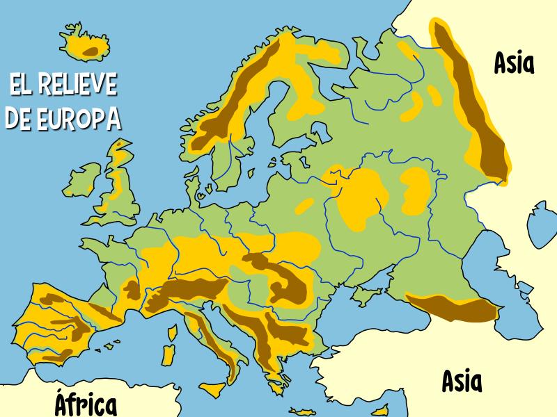 Print Map Quiz Relieve Europa sociología 6º primaria relieve