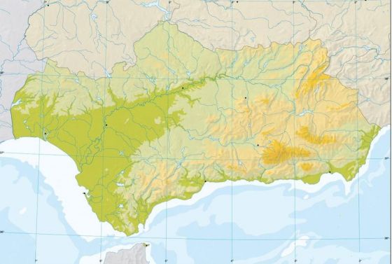 mapa mudo relieve de andalucia Map Quiz: Relieve de Andalucía (relieve   geografía andalucía)