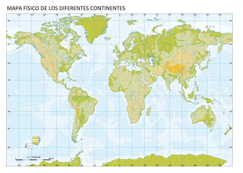 mapa fisico de continentes Mapa Interactivo: Mapa físico Continentes (sociología   6º 