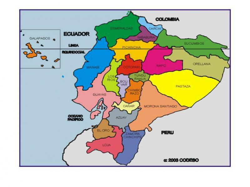 El Mapa Politico Del Ecuador Con Sus Provincias Y Capitales