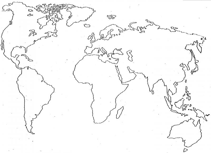 Print Map Quiz: Wereldkaart (wereldkaart - continenten)