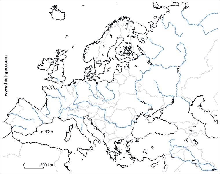 mapa da europa com rios