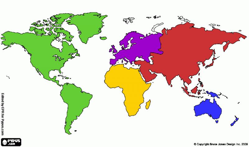 Print Map Quiz: Mapamundi. (sociología - 3º primaria - la vuelta al mundo)