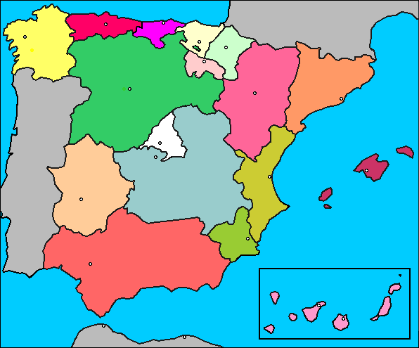 Imprimer Carte Interactive Comunidades Autonomas Mapa Espanol Lucie Pays Langues
