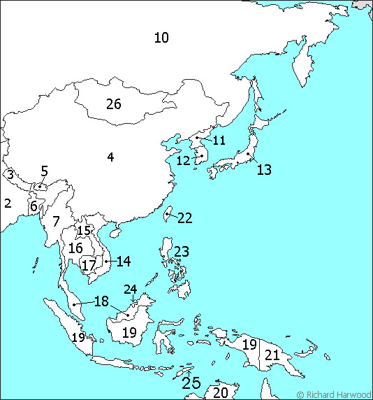 Print Map Quiz: Asia Map (social studies)