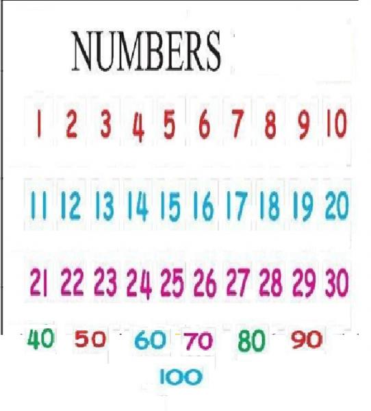 Print Map Quiz: Numbers from1 to 100 (numbers)