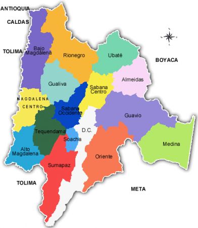 Print Map Quiz: Municipios de Cundinamarca (provincias)