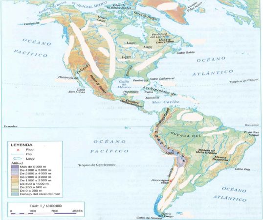 Print Map Quiz: relieve de américa (geografia e historia