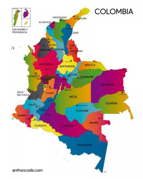 Print Map Quiz: Capitales de Colombia (geografía - 4º - Primaria ...