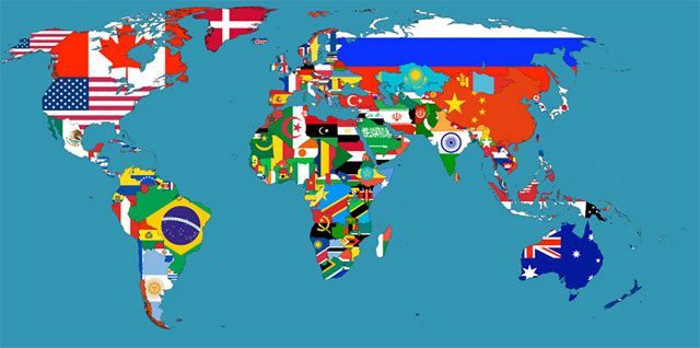 Map Mapamundi político, con las banderas de casi todos los paíse