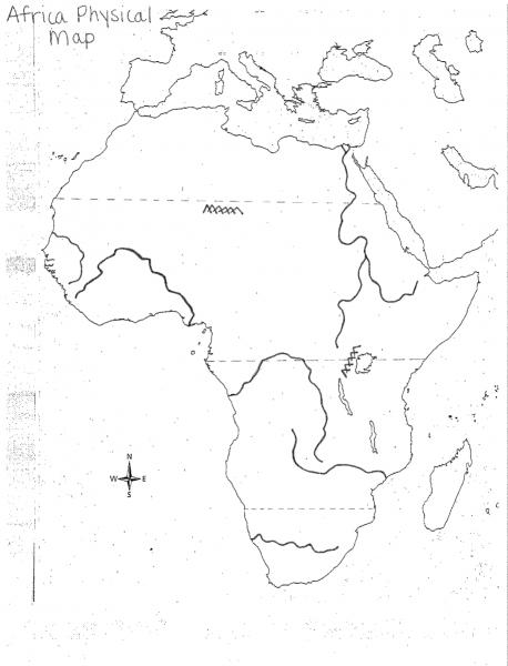 africa physical features blank map
