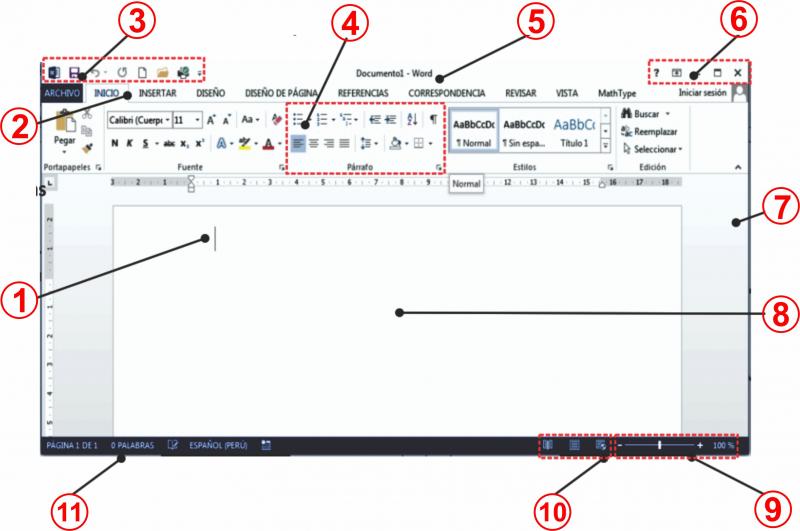 Map Quiz: Partes del entorno de Word (tecnologías de la información y ...