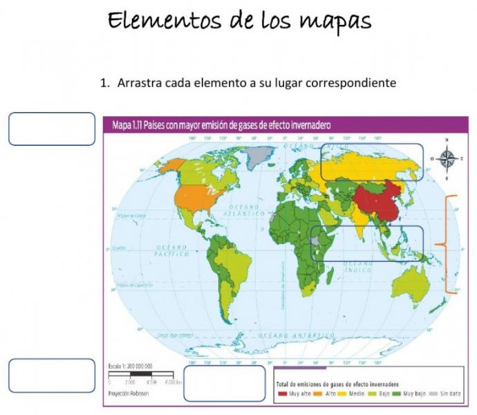 Print Map Quiz Partes del mapa geografía 6º Educación primaria reconoce en mapas la