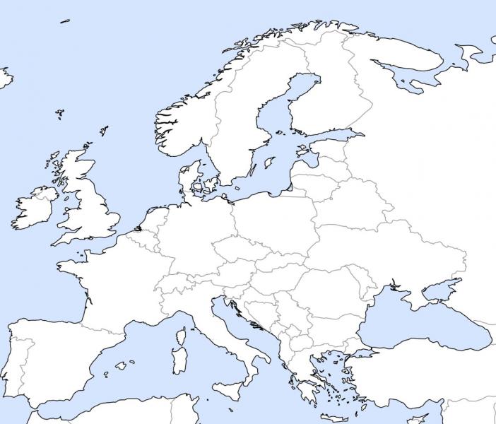 blank political map of europe test