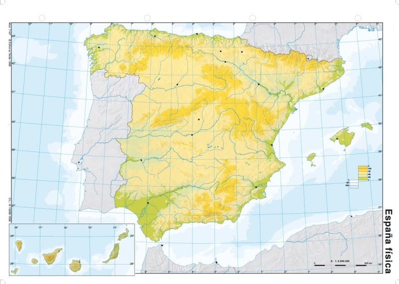 Print Map Quiz: physical map of spain (geografía - 1 eso - map)