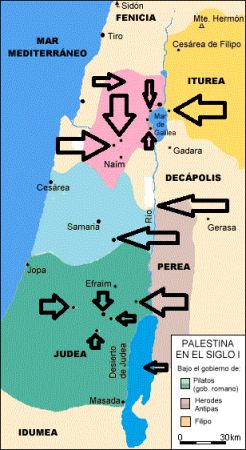 mapa de israel en tiempos de jesus