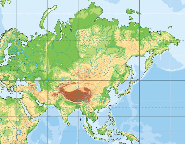 Imprimir Mapa Interactivo MAPA FÍSICO DE ASIA (geografía mapa físico asia 1 eso)