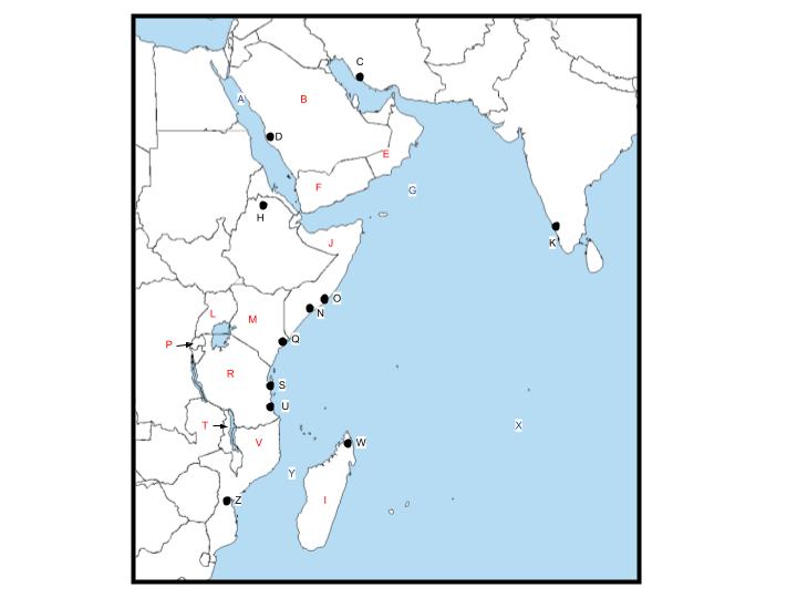 Print Map Quiz: Swahili coast (HS1 - swahili coast - africa)