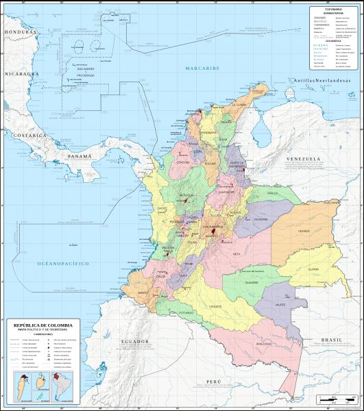 Print Map Quiz: MAPA DE COLOMBIA (geografía - 5º - Primaria - colombia ...