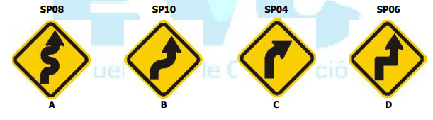¿Cual de las siguientes señales indica al conductor que se aproxima a una curva pronunciada a la derecha?