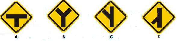 ¿Cual de las siguientes señales indica al conductor que se aproxima a una bifurcacón en Y?