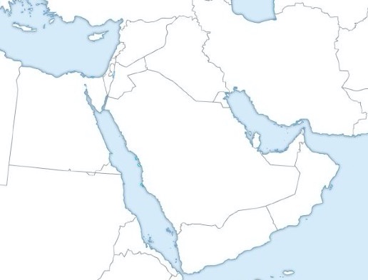 Print Map Quiz: Middle East Map 1 (Sociology - K12)