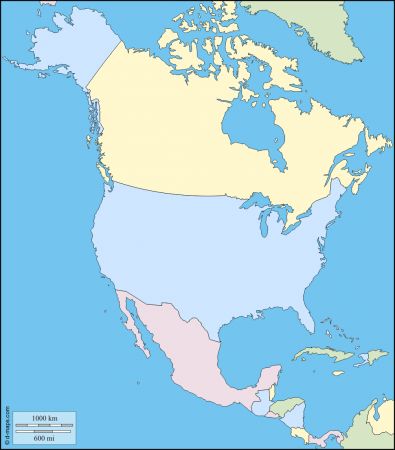 mapa de paises de america del norte