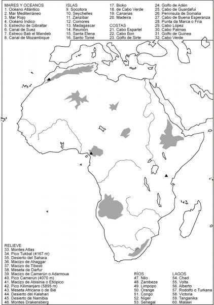Print Map Quiz Mapa África LÍmites Geografía 1 Eso Mapa Físico 1 Eso 6908