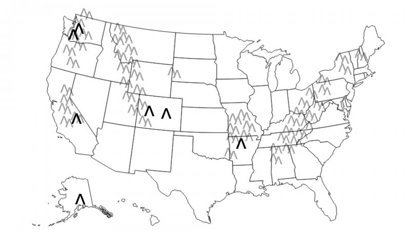 Map Quiz: US Hist. Since 1877 - MOUNTAINS (language - HS4 - history)