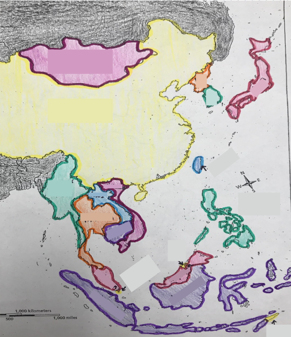 Print Map Quiz: East and Southeast Asia Political Map ()