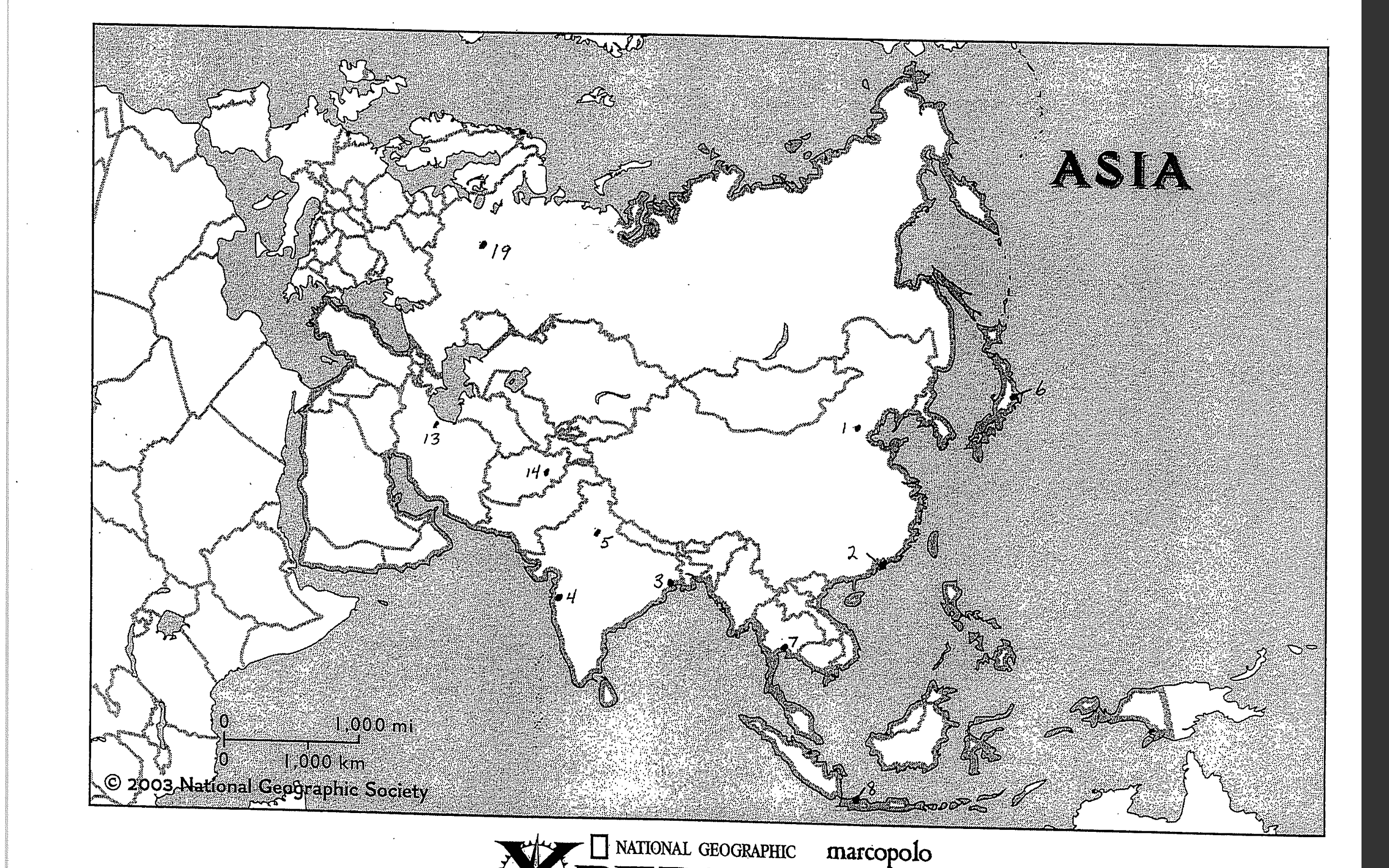 Print Map Quiz: Asia Cities Map ()