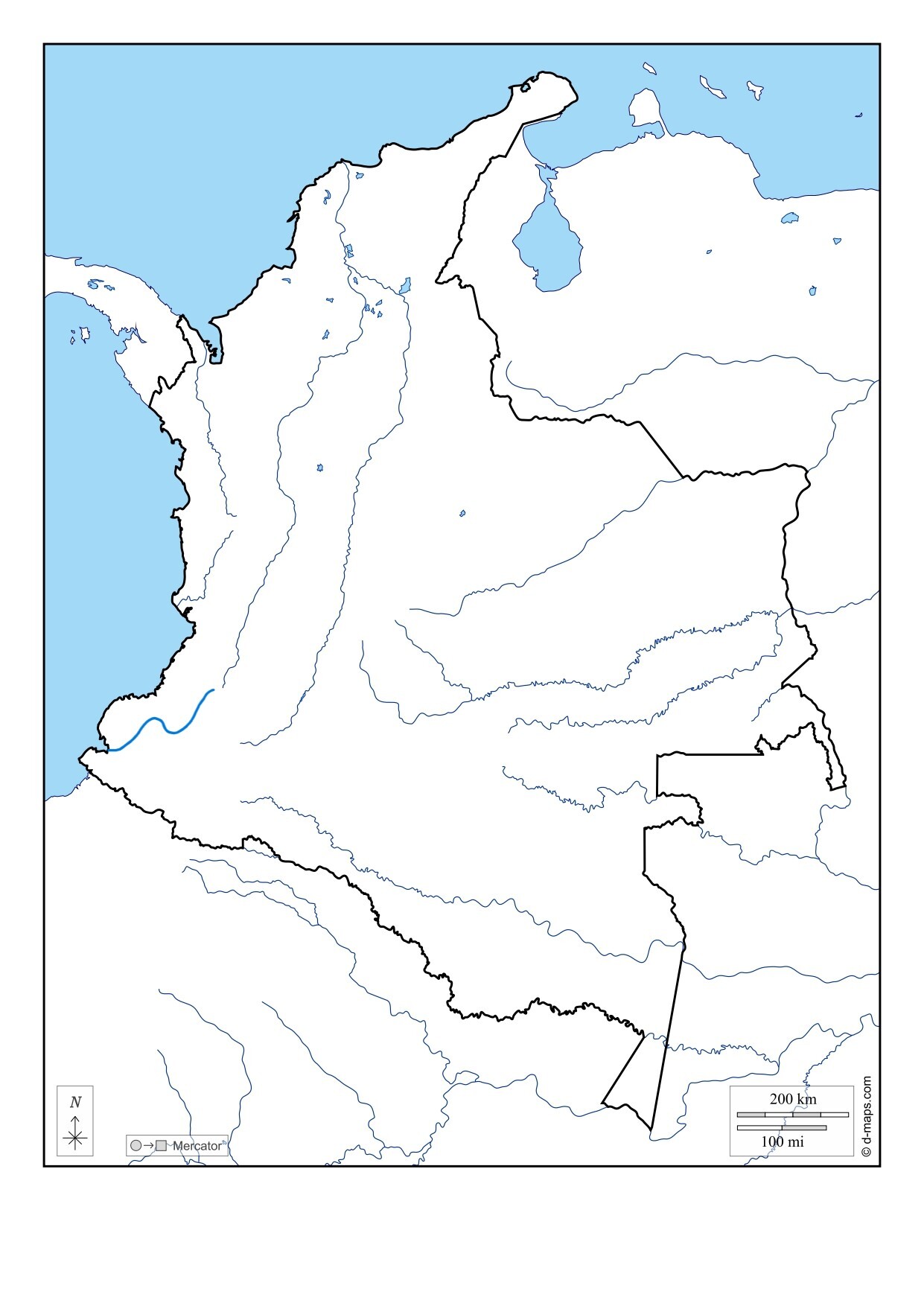 Map Quiz: Rios Principales de Colombia