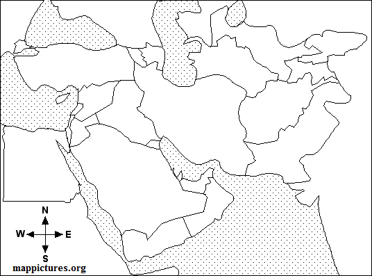 southwestern asia blank map