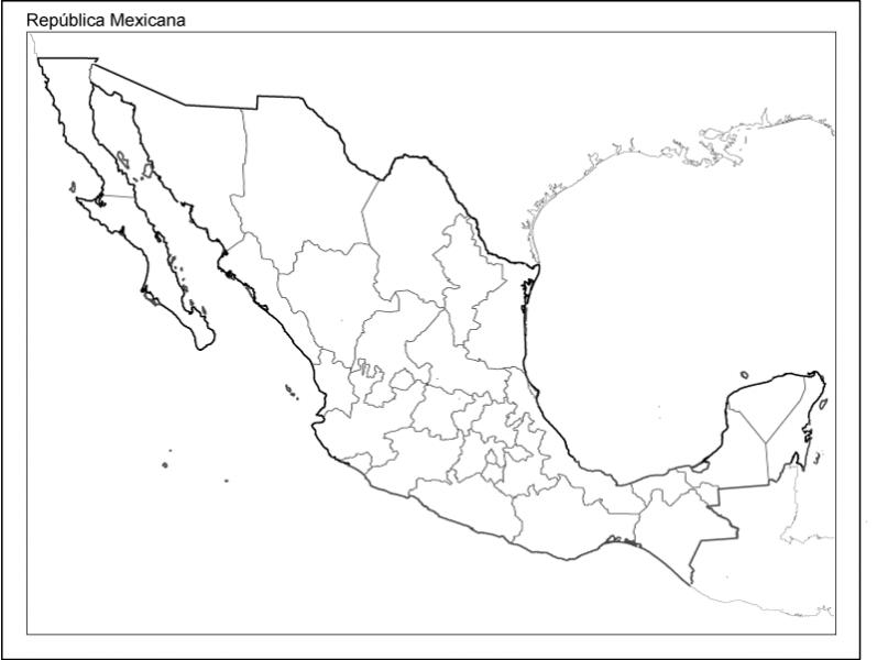 Print Map Quiz: Mapa de la república (geografía - mapa de mexico)