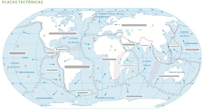 Print Map Quiz: Placas tectónicas (geografía)