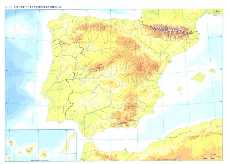 Print Map Quiz Mapa Fisico Espana Geografia 1º E S O Mapa Espana Rios Y Relieve