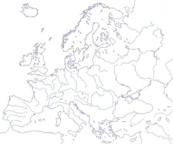 mapa de europa de rios mudo Map Quiz: mapa físico de Europa (geografía   9º Secundaria 