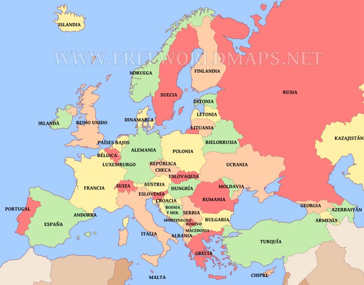 ⛳ Mapa de Europa en Español con 🚩Países y Capitales  Mapa de europa, Mapa  politico de europa, Mapa paises europa