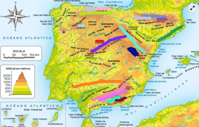 Mapa Interactivo: EL RELIEVE DE ESPAÑA (historia - 1º e.s.o.)