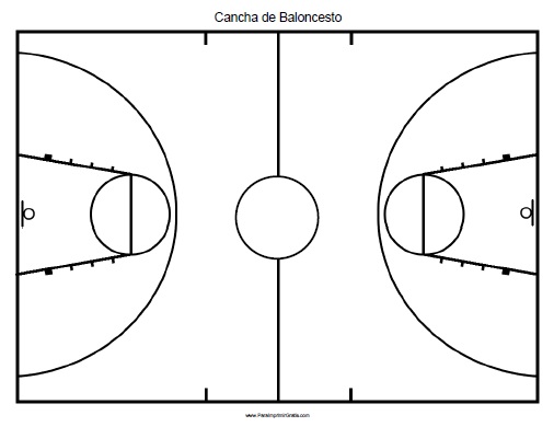 cancha de baloncesto dibujo coloreado