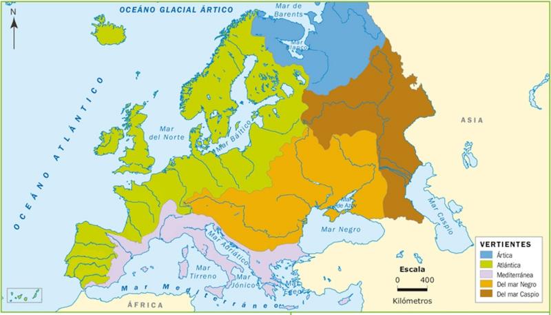 mapa vertientes de europa Mapa Interactivo: Ríos Europeos y sus vertientes (6º primaria 