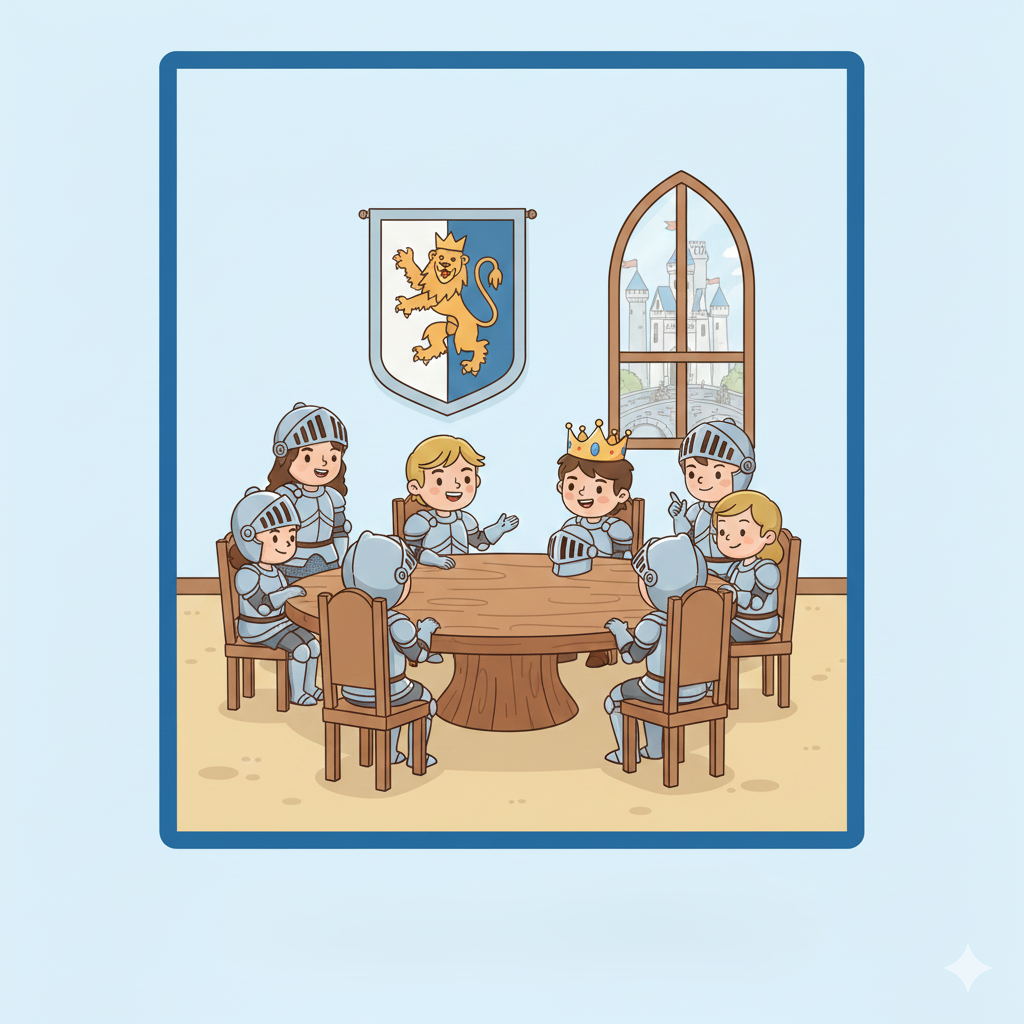 The famous table at which King Arthur and his knights sat, symbolizing equality and fellowship.