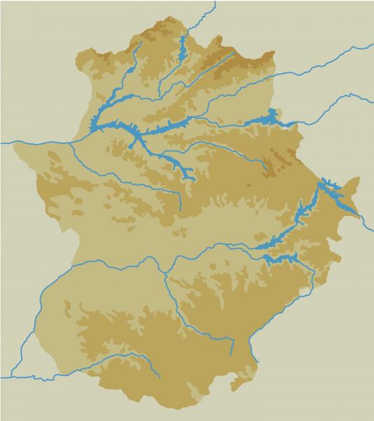 mapa fisico de extremadura mudo para imprimir Mapa Interactivo: Mapa Fisico Extremadura Sierras (geografía   3º 