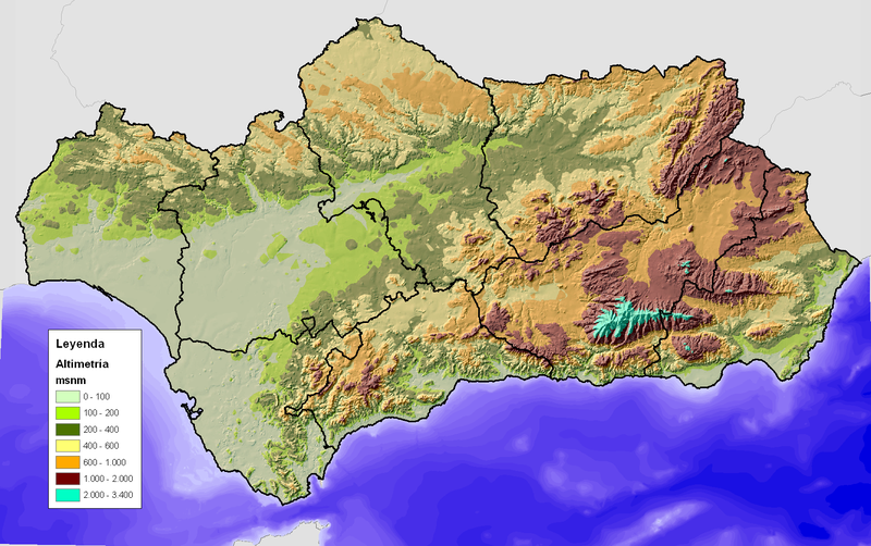 mapa mudo del relieve de andalucia para imprimir Mapa Interactivo: El relieve de Andalucía (geografía   sociología 