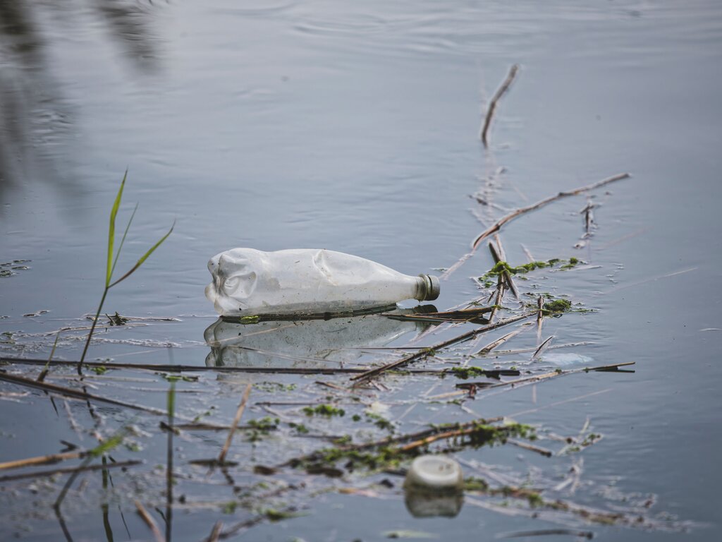 Botar basura al río.