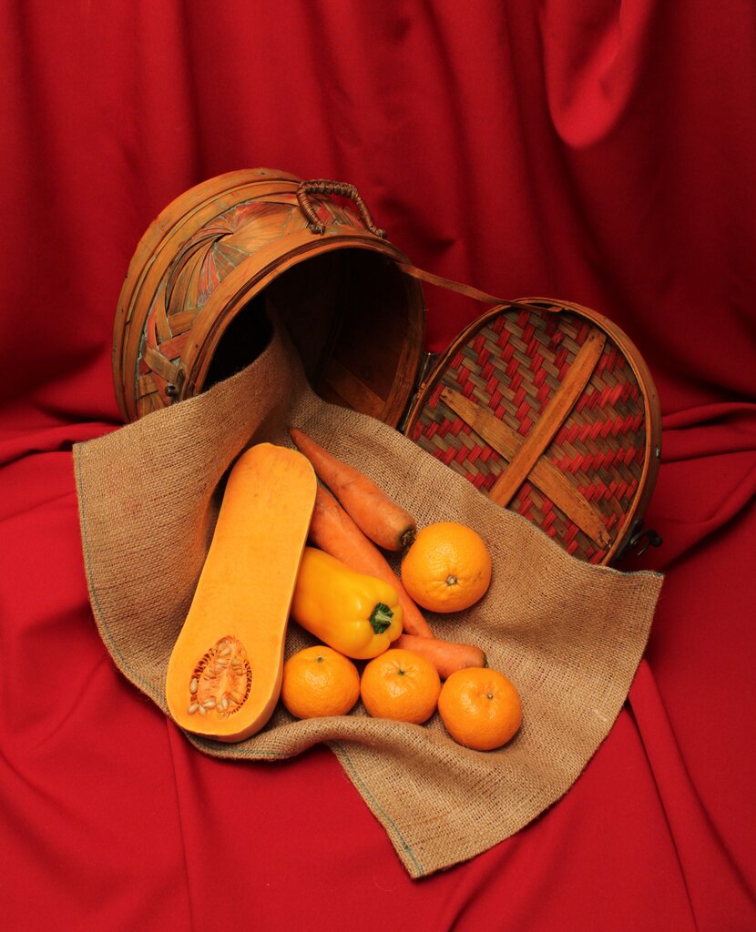 Zanahoria, naranja, mandarina, calabaza, papaya
