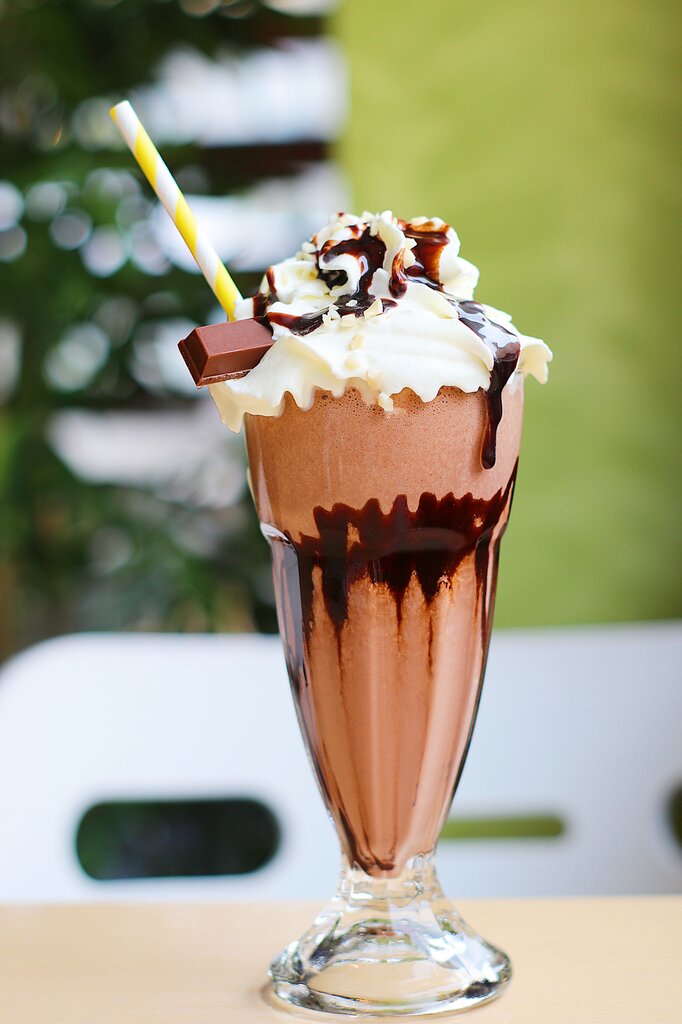 Chocolate milkshake with whipped cream