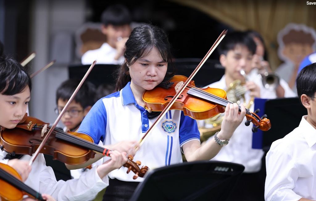She ______ a violin.