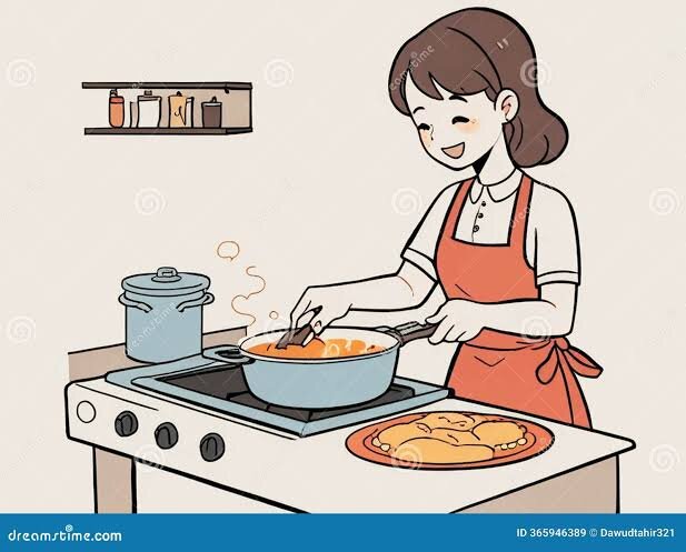 Complete the sentence: Mom is ________ food.