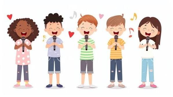 The children are ________ a song.